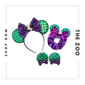 Headband Scrunchie and Hair Clips with Mouse Ears Ariel